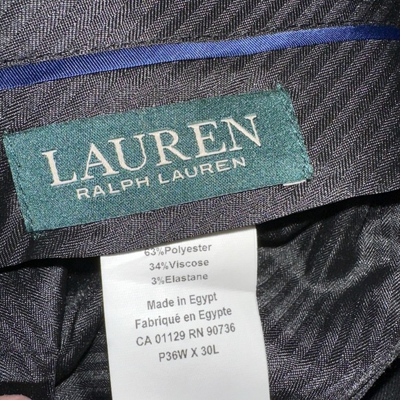 Lauren Ralph Lauren Dress Pants Men 36x30 Poly Blend Flat Front Gray - Picture 6 of 6